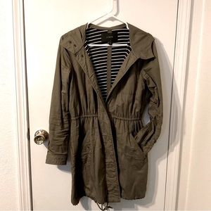 J. Crew Buttoned Relaxed Hooded Olive Green Jacket